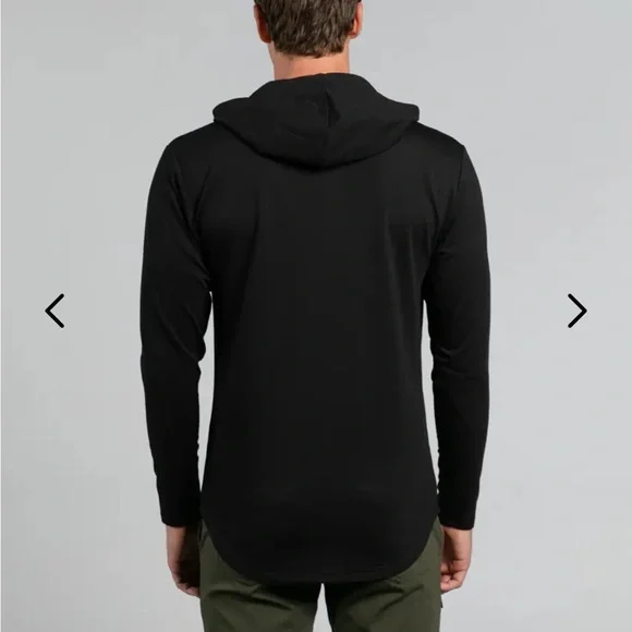 BYLT Premium Basics Black Hooded Drop-Cut Long Sleeve - Picture 3 of 4